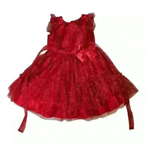 Jona Michelle Girls Dress Size 5 Red Glitter Party Dress